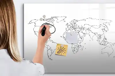 Schreibbare Magnettafel mit Motiv Weltkarte