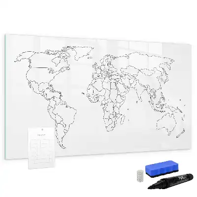 Schreibbare Magnettafel mit Motiv Weltkarte