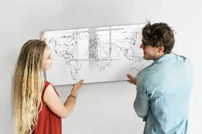 Schreibbare Magnettafel mit Motiv Weltkarte