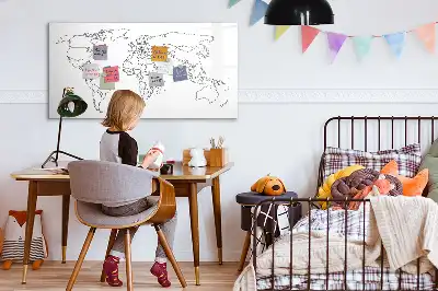 Schreibbare Magnettafel mit Motiv Weltkarte
