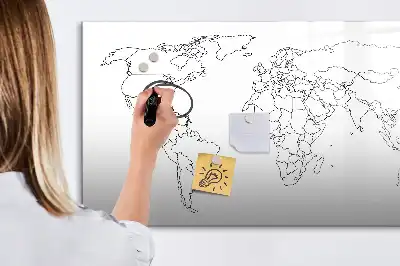 Schreibbare Magnettafel mit Motiv Weltkarte