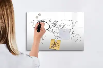 Schreibbare Magnettafel mit Motiv Weltkarte