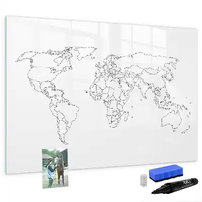 Schreibbare Magnettafel mit Motiv Weltkarte