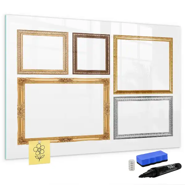 Beschreibbare Magnettafel mit goldenem Rahmen