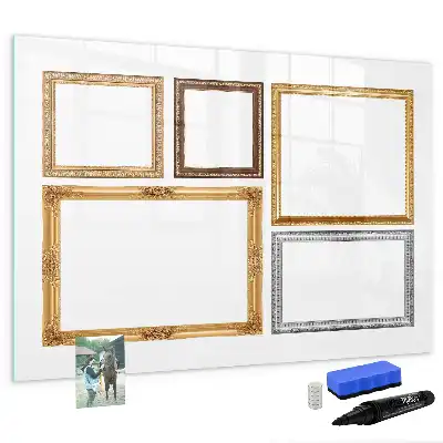 Beschreibbare Magnettafel mit goldenem Rahmen