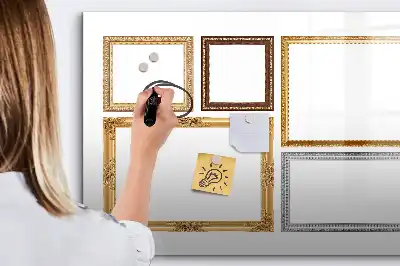 Beschreibbare Magnettafel mit goldenem Rahmen