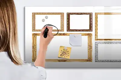 Beschreibbare Magnettafel mit goldenem Rahmen