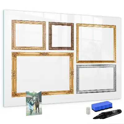 Beschreibbare Magnettafel mit goldenem Rahmen