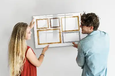 Beschreibbare Magnettafel mit goldenem Rahmen
