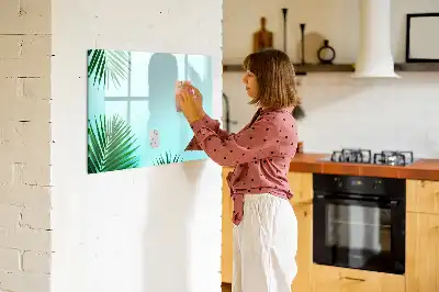 Schreib-Magnettafel mit Palmenblätter-Motiv
