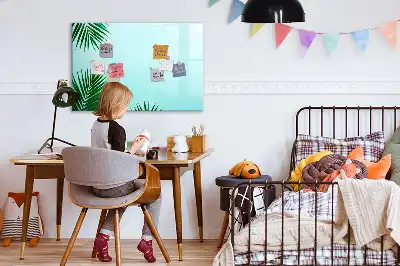 Schreib-Magnettafel mit Palmenblätter-Motiv