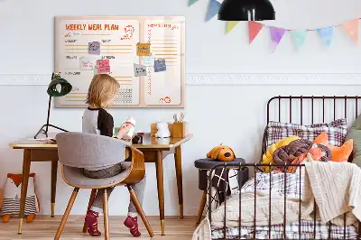 Schreib-Magnettafel als praktischer Mahlzeitenplaner im Retro-Design