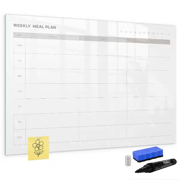 Schreib-Magnettafel in einfacher Menü-Ausführung