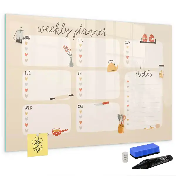 Beschreibbare Magnettafel als Wochenplaner