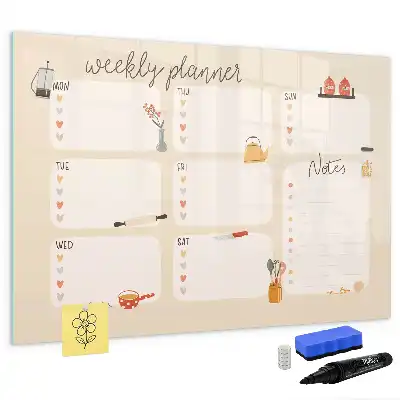 Beschreibbare Magnettafel als Wochenplaner