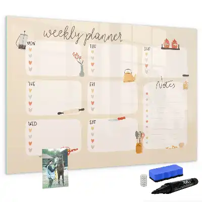 Beschreibbare Magnettafel als Wochenplaner