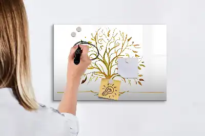 Beschreibbare Magnettafel Motiv Goldener Baum