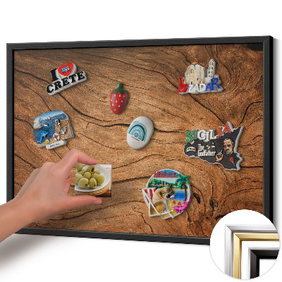 Magnettafel mit schwarzem Rahmen Gebrochene Holzstruktur