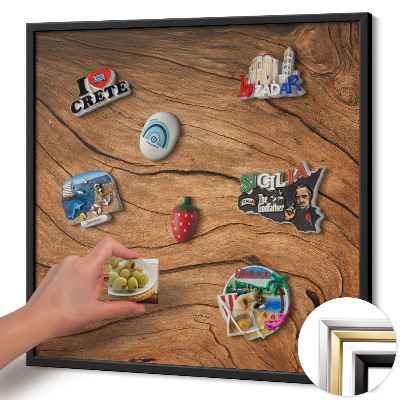 Magnettafel mit schwarzem Rahmen Gebrochene Holzstruktur