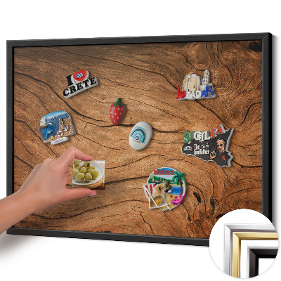 Magnettafel mit schwarzem Rahmen Gebrochene Holzstruktur