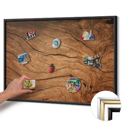 Magnettafel mit schwarzem Rahmen Gebrochene Holzstruktur