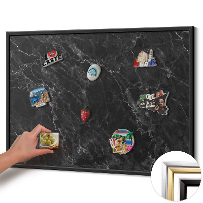 Magnettafel mit schwarzem Rahmen Elegantes schwarzes Marmor