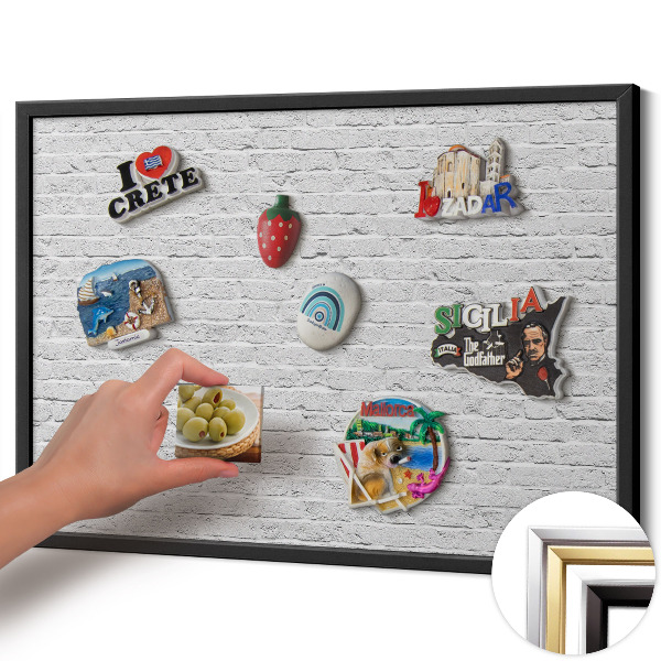 Magnettafel mit schwarzem Rahmen Ziegelwand helle Mauer