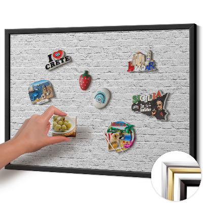 Magnettafel mit schwarzem Rahmen Ziegelwand helle Mauer