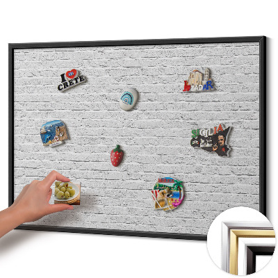 Magnettafel mit schwarzem Rahmen Ziegelwand helle Mauer