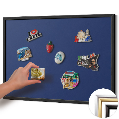 Magnettafel mit schwarzem Rahmen Farbe Dunkelblau