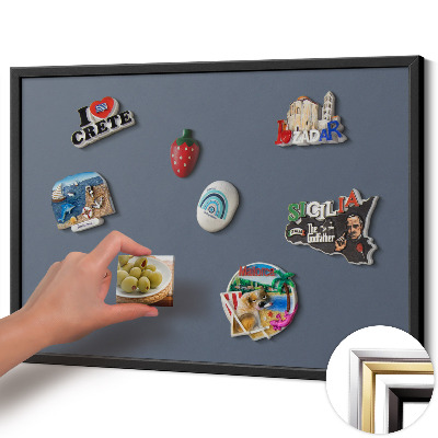 Magnettafel mit schwarzem Rahmen Farbe Kühles Grau