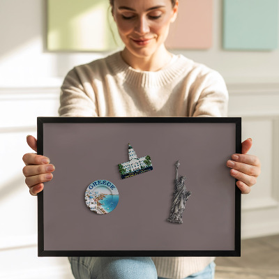 Magnettafel mit schwarzem Rahmen Farbe Helles Braun