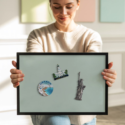 Magnettafel mit schwarzem Rahmen Farbe Aquamarin