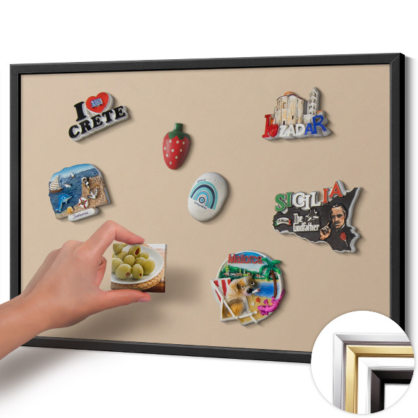 Magnettafel mit schwarzem Rahmen Farbe Beige