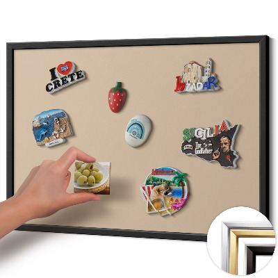 Magnettafel mit schwarzem Rahmen Farbe Beige