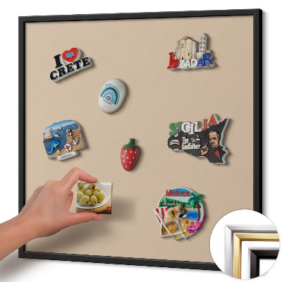 Magnettafel mit schwarzem Rahmen Farbe Beige