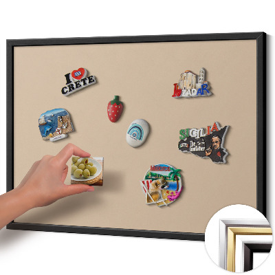 Magnettafel mit schwarzem Rahmen Farbe Beige