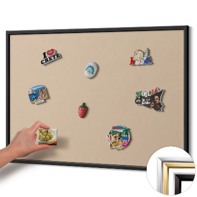 Magnettafel mit schwarzem Rahmen Farbe Beige