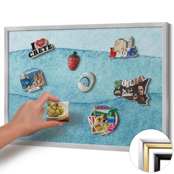 Magnettafel mit silbernem Rahmen Aquarellblaue Wellen