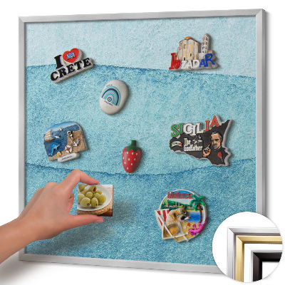 Magnettafel mit silbernem Rahmen Aquarellblaue Wellen