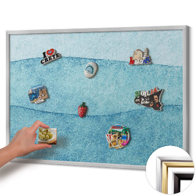 Magnettafel mit silbernem Rahmen Aquarellblaue Wellen