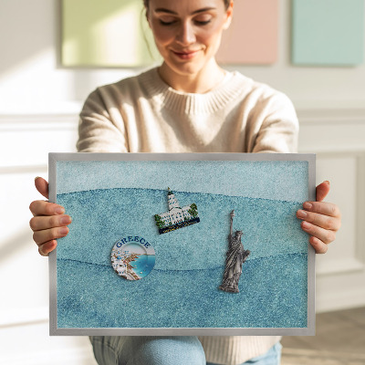 Magnettafel mit silbernem Rahmen Aquarellblaue Wellen