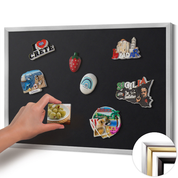 Magnettafel mit silbernem Rahmen Farbe Schwarz