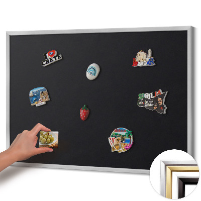 Magnettafel mit silbernem Rahmen Farbe Schwarz