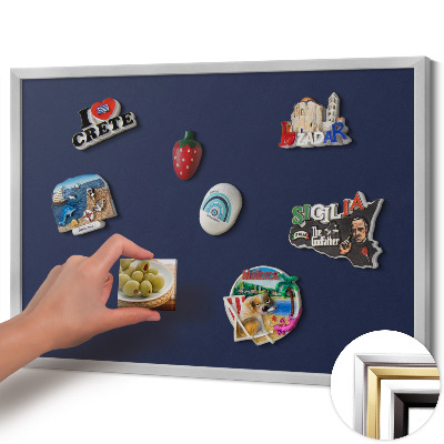 Magnettafel mit silbernem Rahmen Farbe Dunkelblau