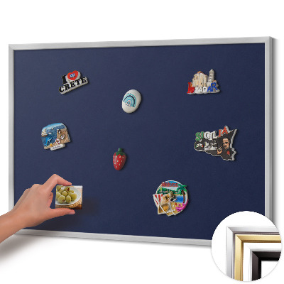 Magnettafel mit silbernem Rahmen Farbe Dunkelblau