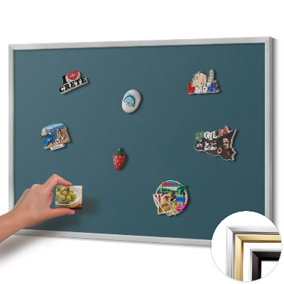 Magnettafel mit silbernem Rahmen Farbe Dunkelblau