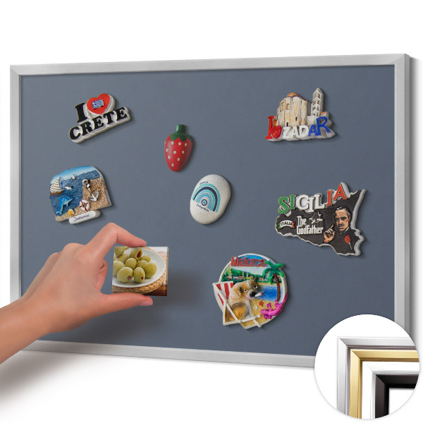Magnettafel mit silbernem Rahmen Farbe Kaltgrau