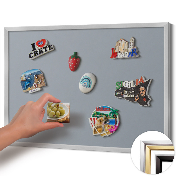 Magnettafel mit silbernem Rahmen Farbe Grau