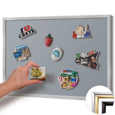 Magnettafel mit silbernem Rahmen Farbe Grau